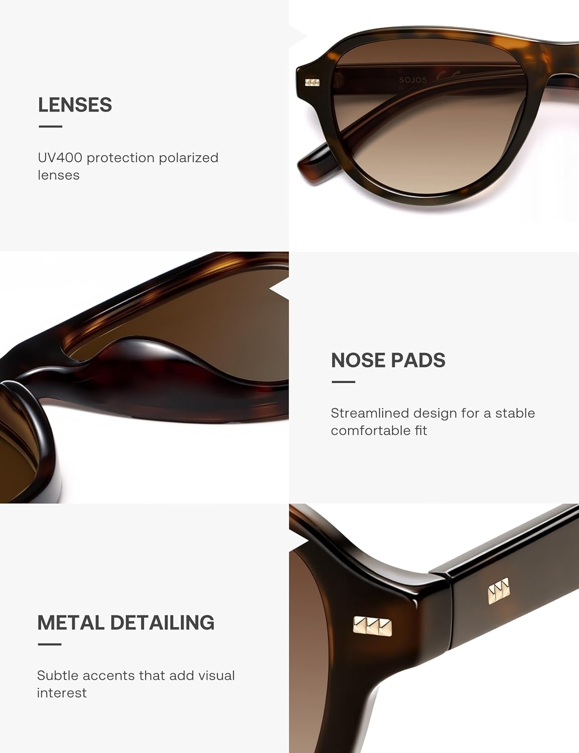 image:imageSOJOS Retro Thick Polarized Aviator Sunglasses for Women Men SJ2715  Vintage 70s Style Pilot Shades UV Protection SunniesTortoiseGradient Brown