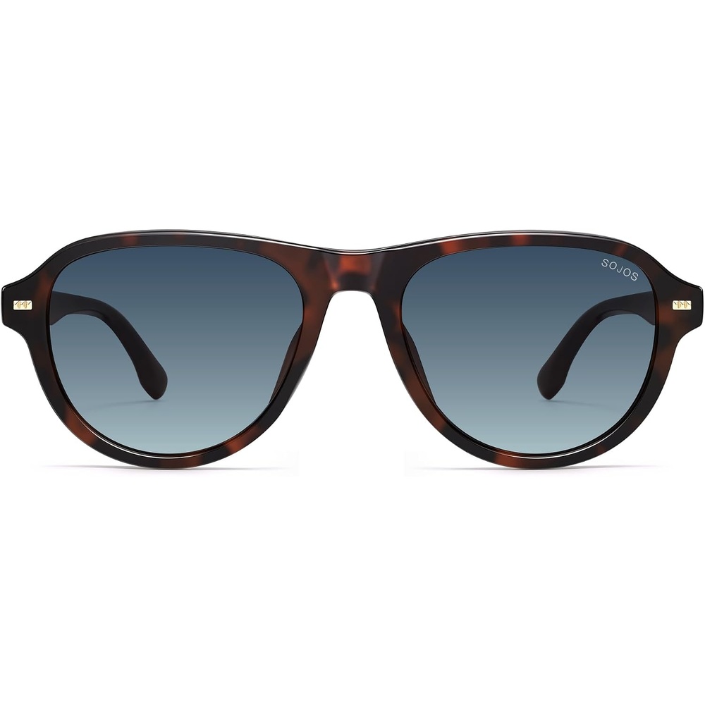 image:imageSOJOS Retro Thick Polarized Aviator Sunglasses for Women Men SJ2715  Vintage 70s Style Pilot Shades UV Protection SunniesTortoiseGradient Blue