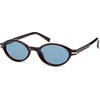 image:imageSOJOS Small Oval Polarized Sunglasses Womens Mens SJ2717  Retro 80s 90s Y2k Trendy Sunnies Vintage Narrow Oval Round Frame UV400 Protection TAC LensDark BrownBlue