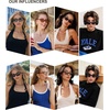 image:imageSOJOS Trendy Cat Eye Polarized Sunglasses for Women Men Retro 90s Y2K Small Thin Rectangle Sunnies SJ2670BlackReddish Brown Gradient