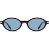 image:imageSOJOS Small Oval Polarized Sunglasses Womens Mens SJ2717  Retro 80s 90s Y2k Trendy Sunnies Vintage Narrow Oval Round Frame UV400 Protection TAC LensDark BrownBlue