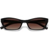 image:imageSOJOS Trendy Cat Eye Polarized Sunglasses for Women Men Retro 90s Y2K Small Thin Rectangle Sunnies SJ2670BlackReddish Brown Gradient