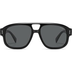 image:imageSOJOS Retro Large Polarized Aviator Sunglasses Womens Mens SJ2745  Vintage Trendy Sunnies Square Pilot Shades Big Thick Frame UV Protection TAC LensesBlackGrey