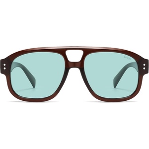 image:imageSOJOS Retro Large Polarized Aviator Sunglasses Womens Mens SJ2745  Vintage Trendy Sunnies Square Pilot Shades Big Thick Frame UV Protection TAC LensesBrownBlue