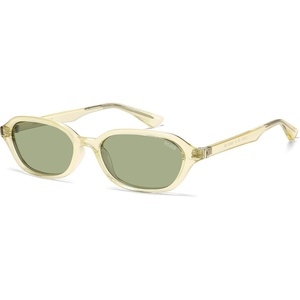 image:imageSOJOS Retro TR90 Frame Rectangle Polarized Sunglasses for Women Men SJ3503  Trendy 90s Chic Lightweight Flexible Slim Narrow Womens Mens Oval Shades SunniesTranslucent ChampagneLight Sage Green