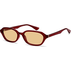 image:imageSOJOS Retro TR90 Frame Rectangle Polarized Sunglasses for Women Men SJ3503  Trendy 90s Chic Lightweight Flexible Slim Narrow Womens Mens Oval Shades SunniesBurgundyLight Tan