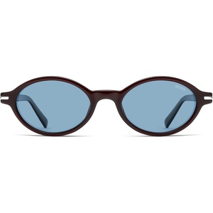image:imageSOJOS Small Oval Polarized Sunglasses Womens Mens SJ2717  Retro 80s 90s Y2k Trendy Sunnies Vintage Narrow Oval Round Frame UV400 Protection TAC LensDark BrownBlue
