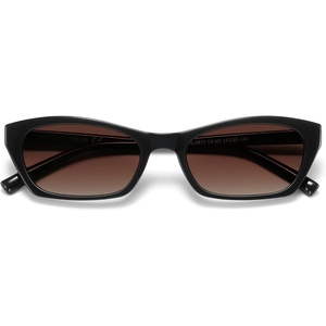 image:imageSOJOS Trendy Cat Eye Polarized Sunglasses for Women Men Retro 90s Y2K Small Thin Rectangle Sunnies SJ2670BlackReddish Brown Gradient