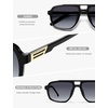 image:imageSOJOS Retro Polarized Aviator Sunglasses for Men Women SJ2718Shiny Black  Grey Lens
