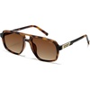 image:imageSOJOS Retro Polarized Aviator Sunglasses for Men Women SJ2718Tortoise  Brown Lens