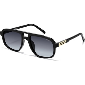 image:imageSOJOS Retro Polarized Aviator Sunglasses for Men Women SJ2718Shiny Black  Grey Lens