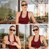 image:imageSOJOS Retro Rectangle Polarized Sunglasses for Women Men Trendy 90s ShadesBrown  Brown