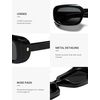 image:imageSOJOS Retro Rectangle Polarized Sunglasses for Women Men Trendy 90s ShadesShiny Black  Grey