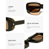 image:imageSOJOS Retro Rectangle Polarized Sunglasses for Women Men Trendy 90s ShadesShiny Green  Brown