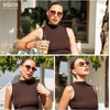 image:imageSOJOS Trendy Rectangle Polarized Sunglasses Womens Mens SJ1294BlackBrown