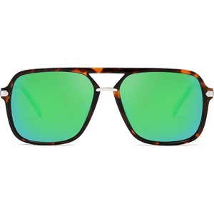 image:imageSOJOS Aviator Sunglasses for Women amp Men Square Polarized Lens SJ2229Dark Tortoise FrameBluish Green Mirrored Lens