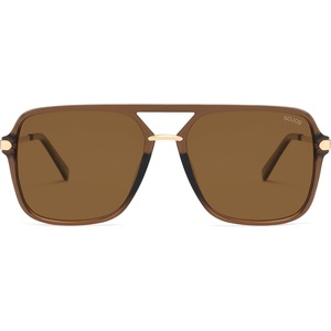 image:imageSOJOS Aviator Sunglasses for Women amp Men Square Polarized Lens SJ2229Transparent Brown FrameBrown Lens