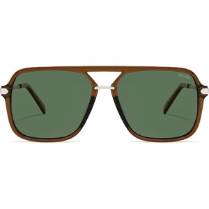 image:imageSOJOS Aviator Sunglasses for Women amp Men Square Polarized Lens SJ2229Transparent Brown FrameGreen Lens