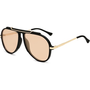 image:imageSOJOS Retro Oversized 70s Aviator Sunglasses Women Men SJ2693Black Frame Orange Lens