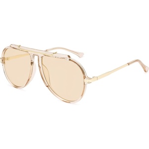image:imageSOJOS Retro Oversized 70s Aviator Sunglasses Women Men SJ2693Crystal Light Brown Frame Light Brown Lens