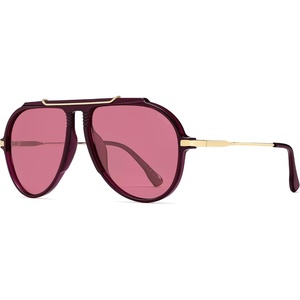 image:imageSOJOS Retro Oversized 70s Aviator Sunglasses Women Men SJ2693Purplish Red Frame Red Lens