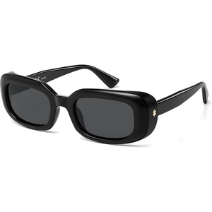 image:imageSOJOS Retro Rectangle Polarized Sunglasses for Women Men Trendy 90s ShadesShiny Black  Grey