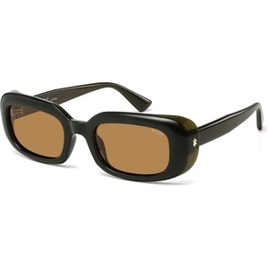 image:imageSOJOS Retro Rectangle Polarized Sunglasses for Women Men Trendy 90s ShadesShiny Green  Brown